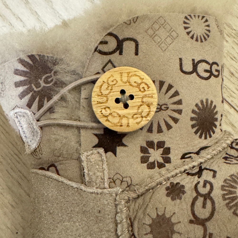UGG Patterned Boots with Fur Trim - Picture 3 of 5